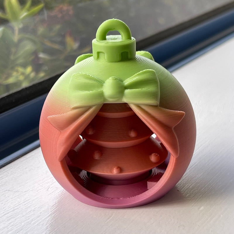 3D Printed Xmas Bauble Spinner Tree Orange/Green
