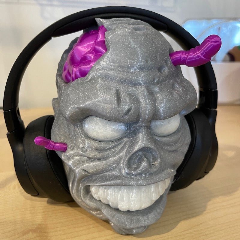 3D Printed Zombie Headphone Grey Glitter
