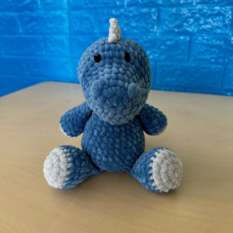 Crochet Stegosaurus Plushie denim blue
