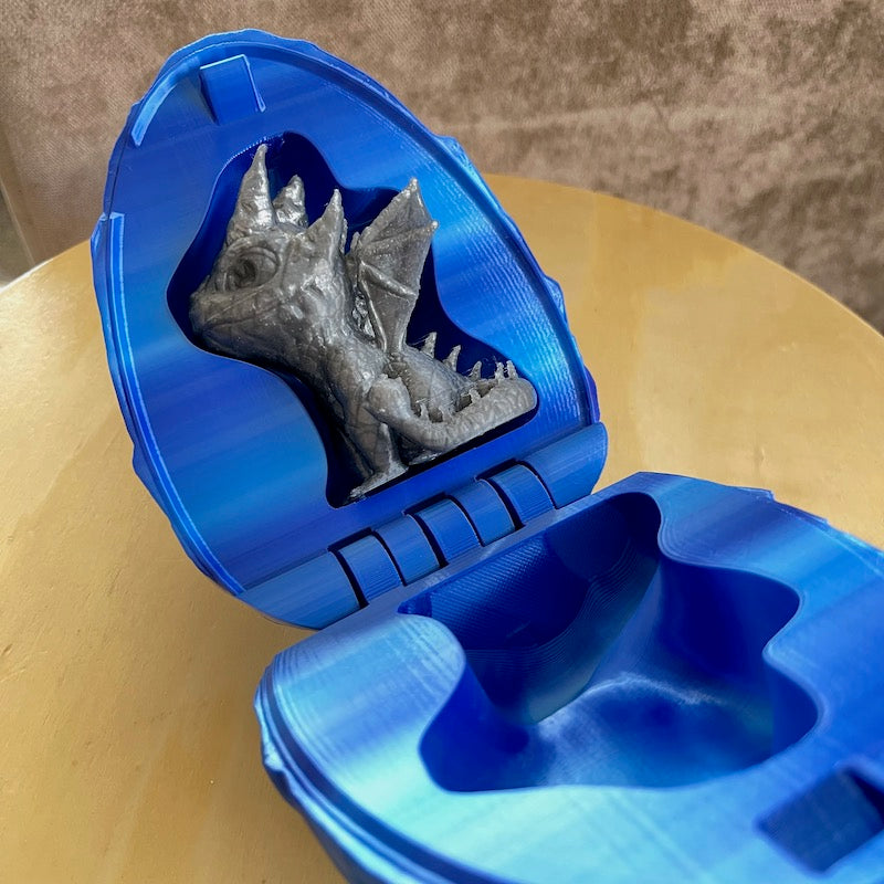 3D Printed Printed Dragons Egg with mini Glow in the Dark Dragon