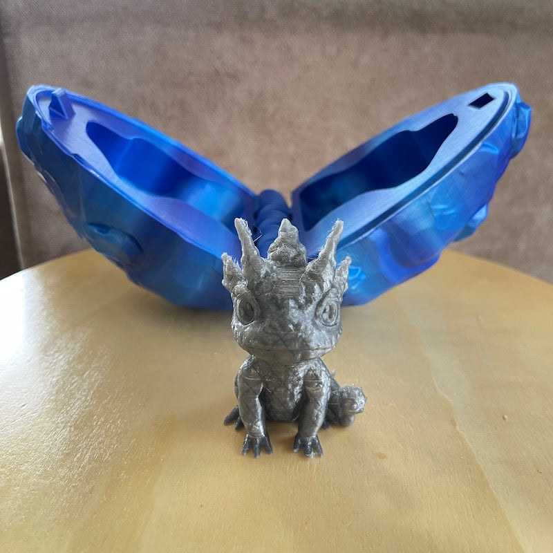 3D Printed Printed Dragons Egg with mini Glow in the Dark Dragon