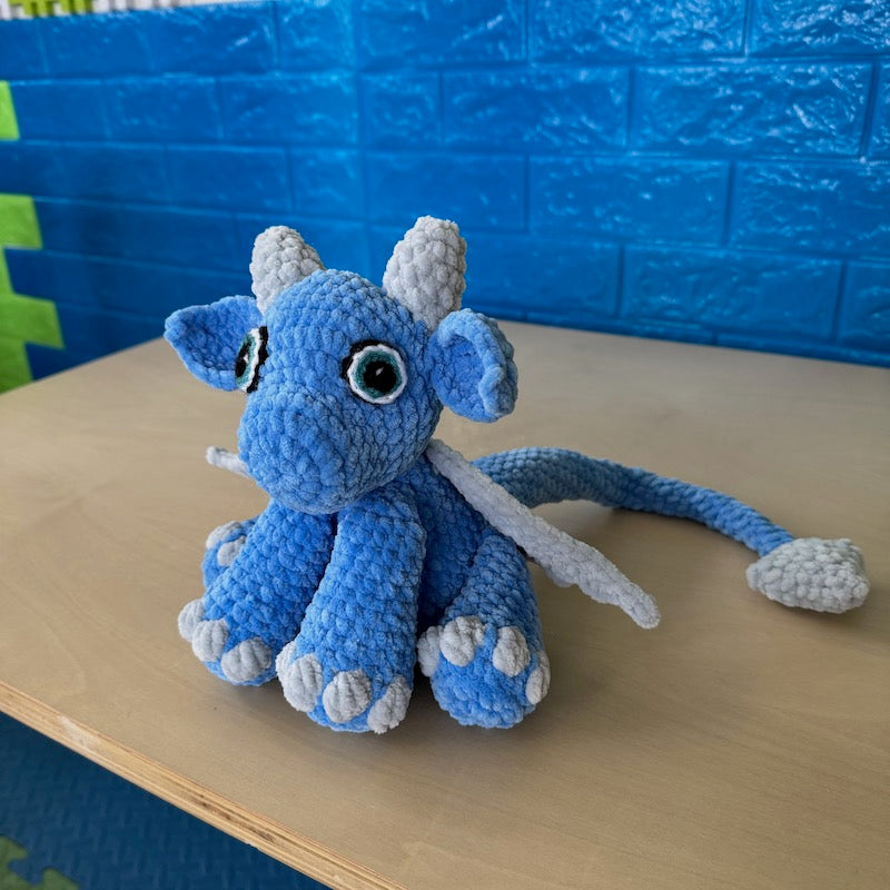 Hand Crocheted Dragon Plushie Blue