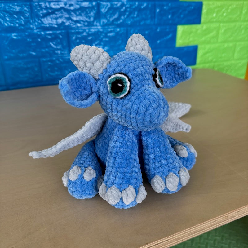 Hand Crocheted Dragon Plushie Blue