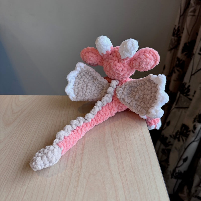 Hand Crocheted Baby Dragon Plushie Soft Coral