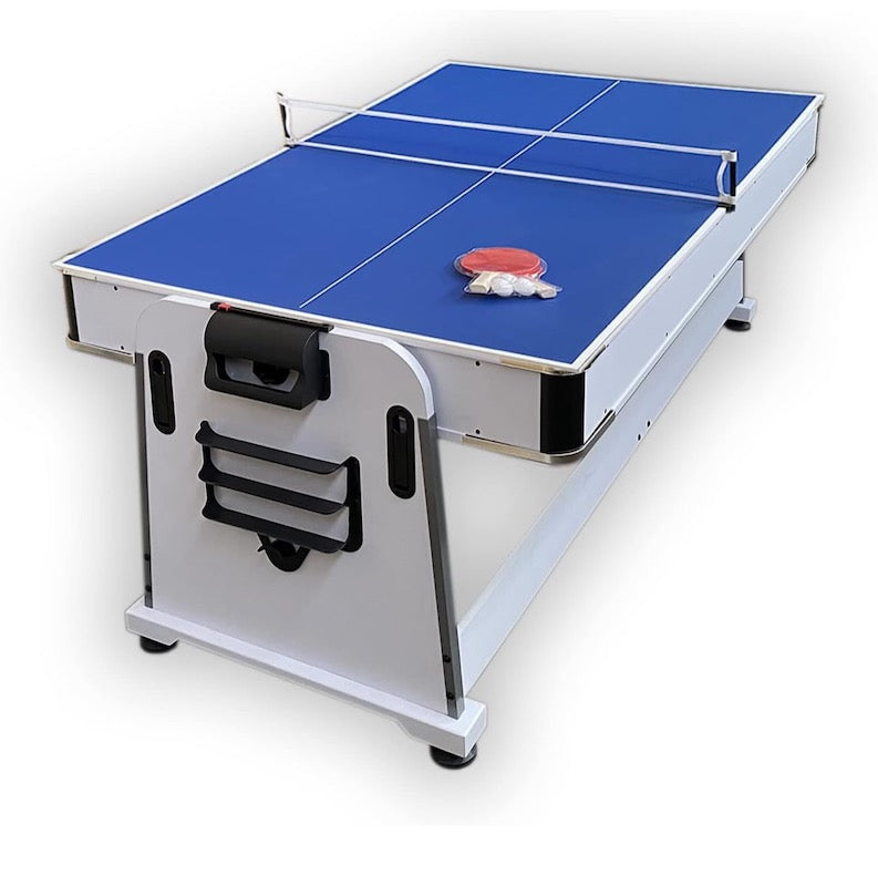 Multifunctional Rotating Pool and Air Hockey Table with Table Tennis Top. 