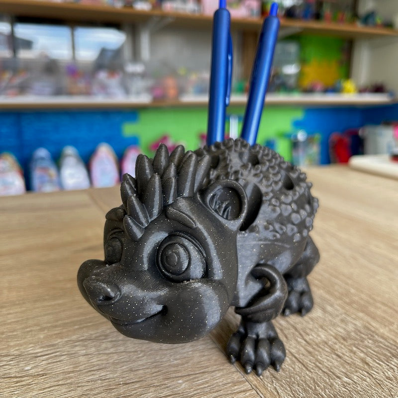 Porcupine Pen Holder black with glitter flecks