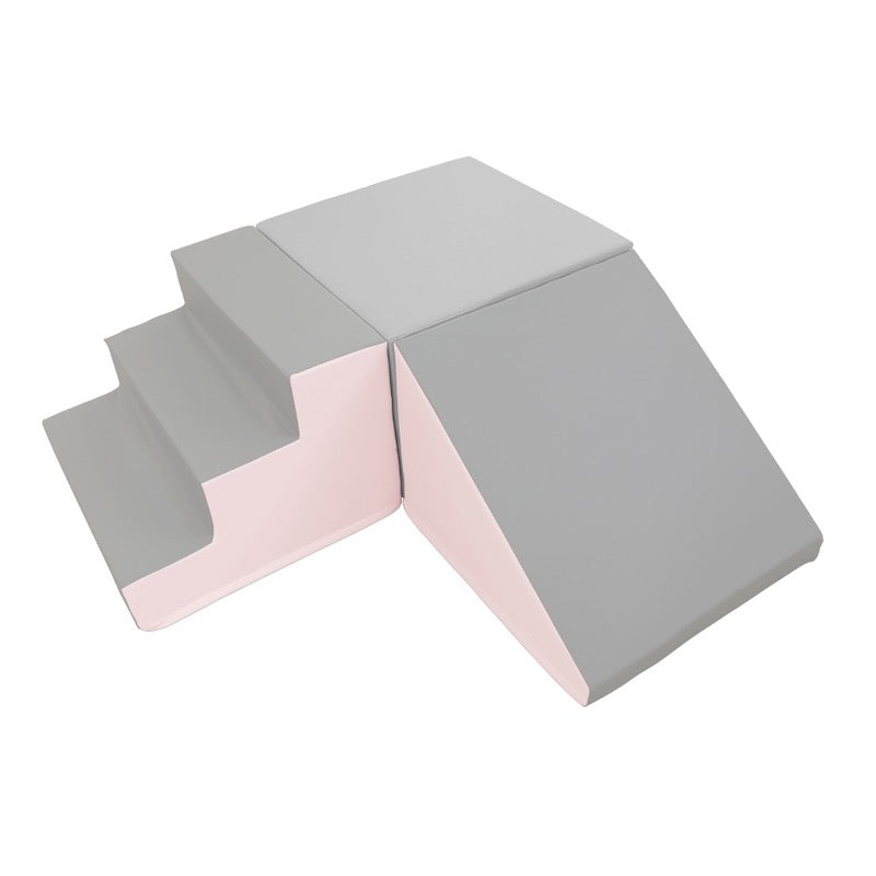 Soft Play Stairs Platform and Ramp pink/grey