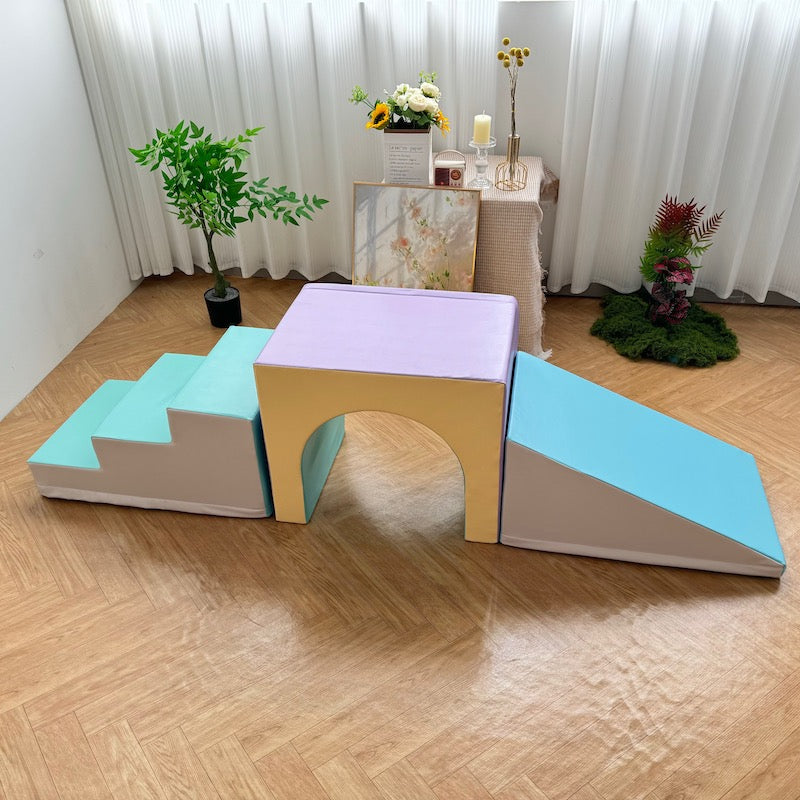 Soft Play Stairs Tunnel Ramp - Pastel Rainbow Value Set