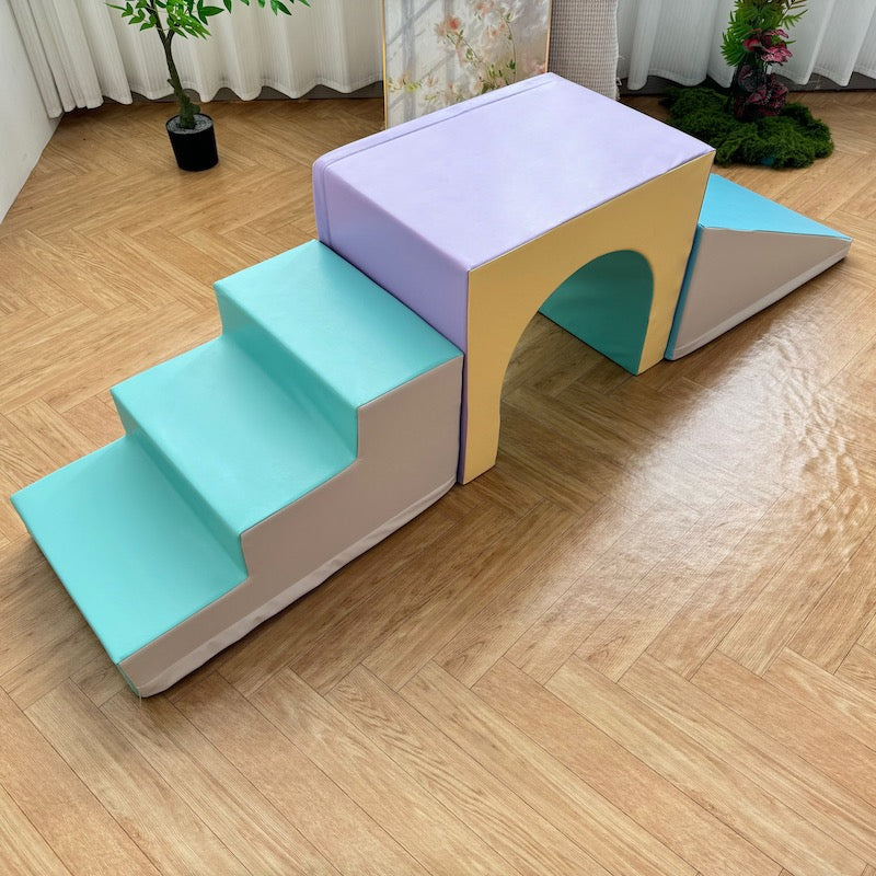 Soft Play Stairs Tunnel Ramp - Pastel Rainbow Value Set