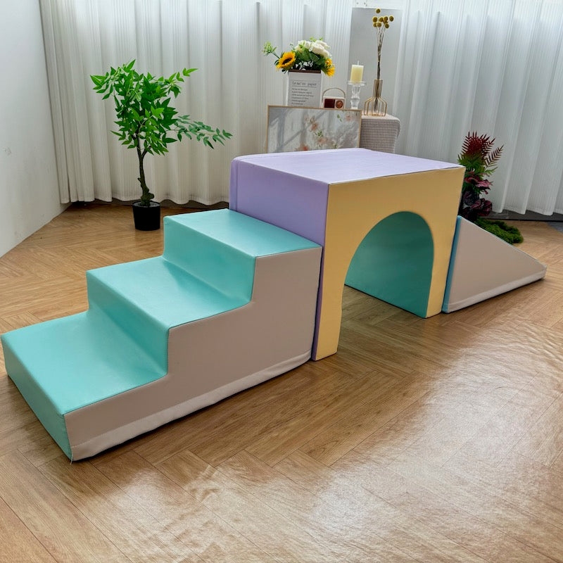 Soft Play Stairs Tunnel Ramp - Pastel Rainbow Value Set