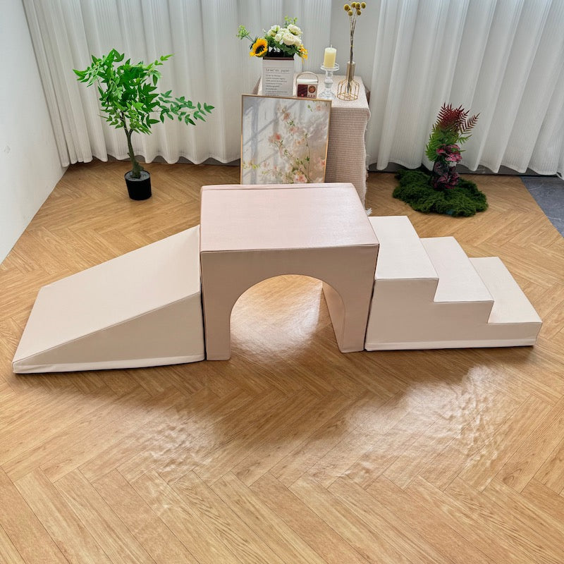 Soft Play Stairs Tunnel Ramp - Tan Value Set