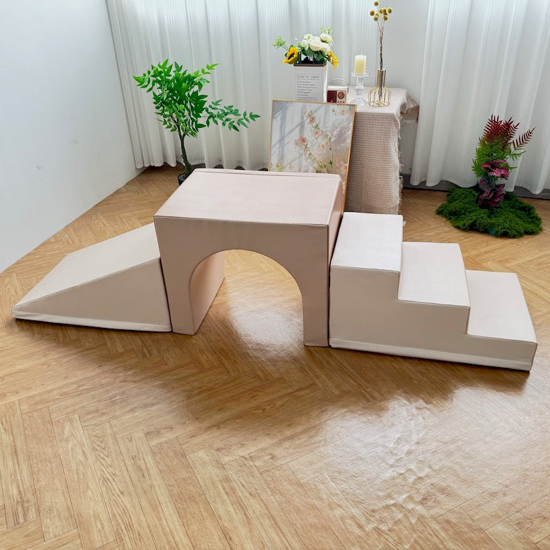Soft Play Stairs Tunnel Ramp - Tan Value Set