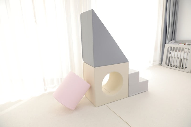 Soft play step, slide and roll pink