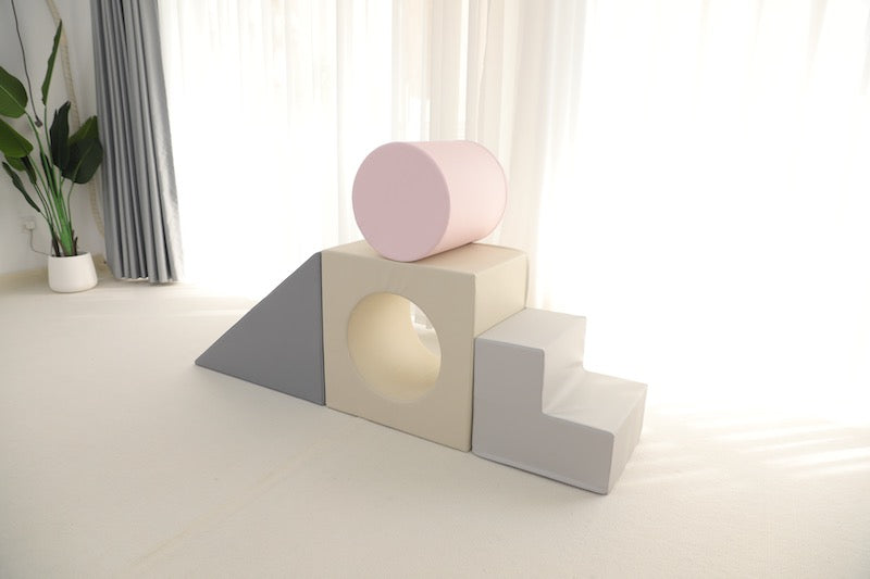 Soft play step, slide and roll pink