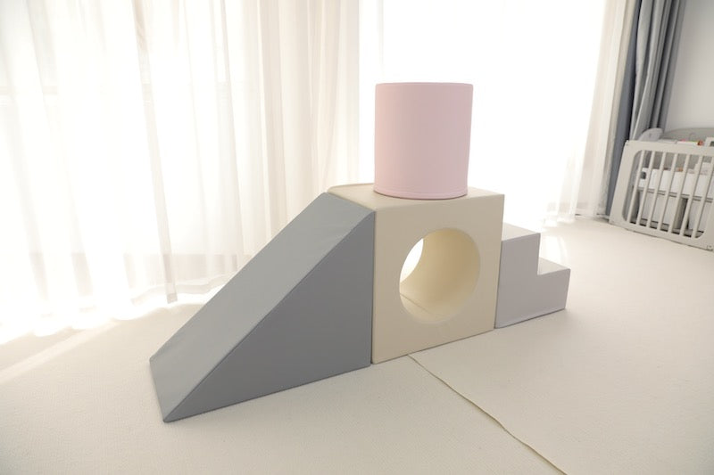 Soft play step, slide and roll pink