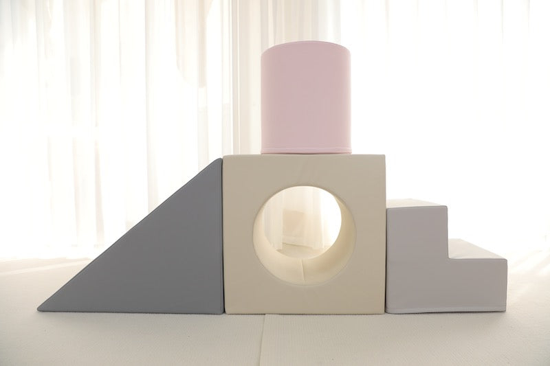 Soft play step, slide and roll pink