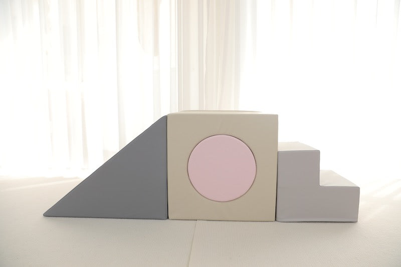 Soft play step, slide and roll pink