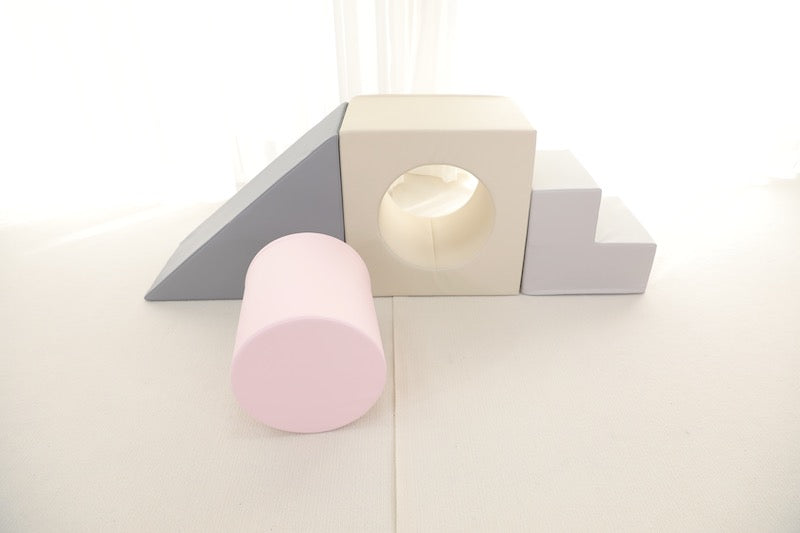 Soft play step, slide and roll pink