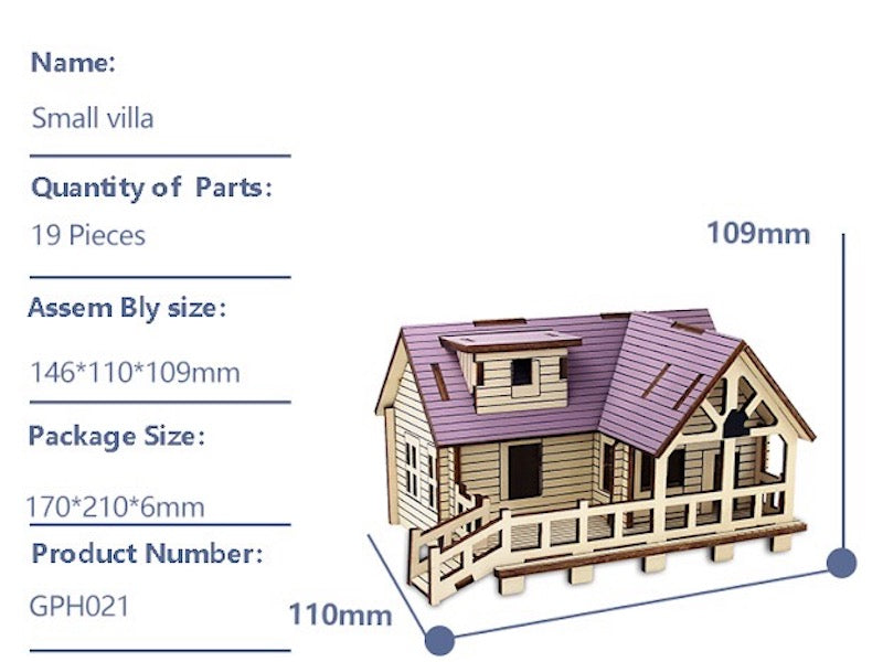 3D Wooden Puzzle Purple Villa
