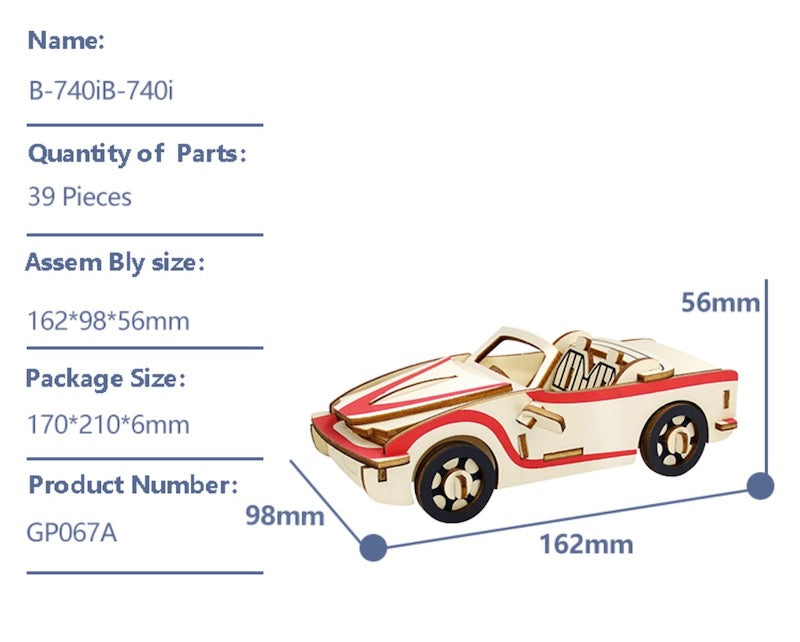 3D Wooden Puzzle sports car