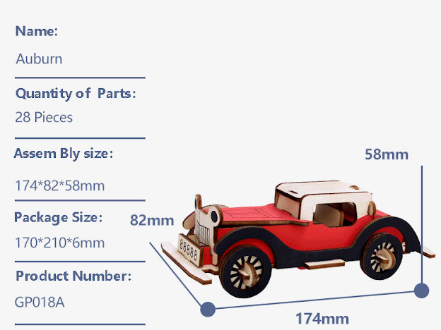 3D Wooden Puzzle Classic Car