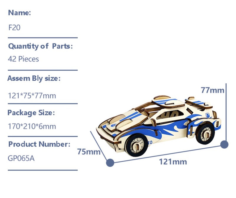 3D Wooden Puzzle Car