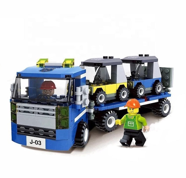 Building Block Car Transporter Truck Set (Lego Compatible)