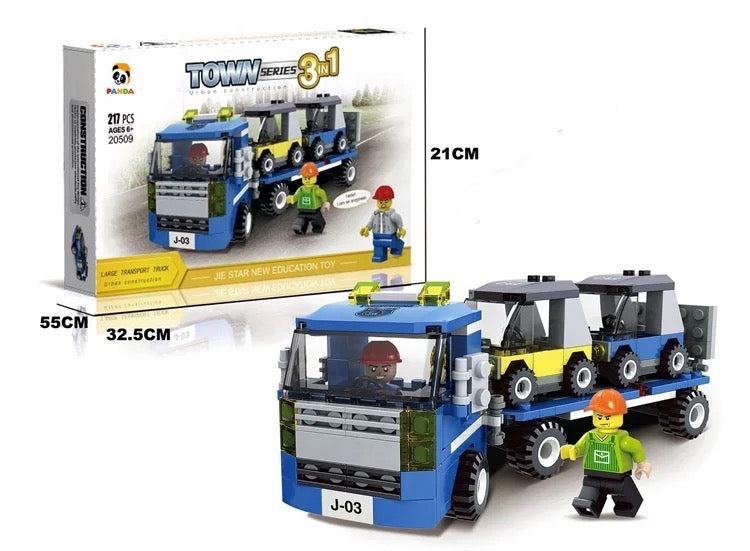 Building Block Car Transporter Truck Set (Lego Compatible)
