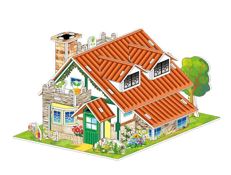DIY 3D Paper Puzzle Forrest Cabin