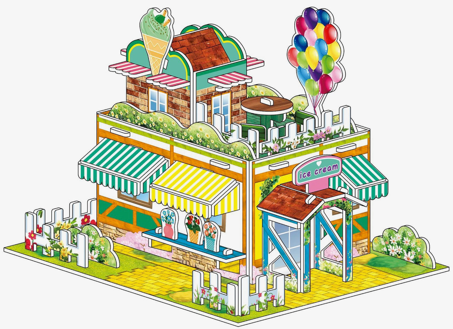 DIY 3D Paper Puzzle Ice Cream Shop