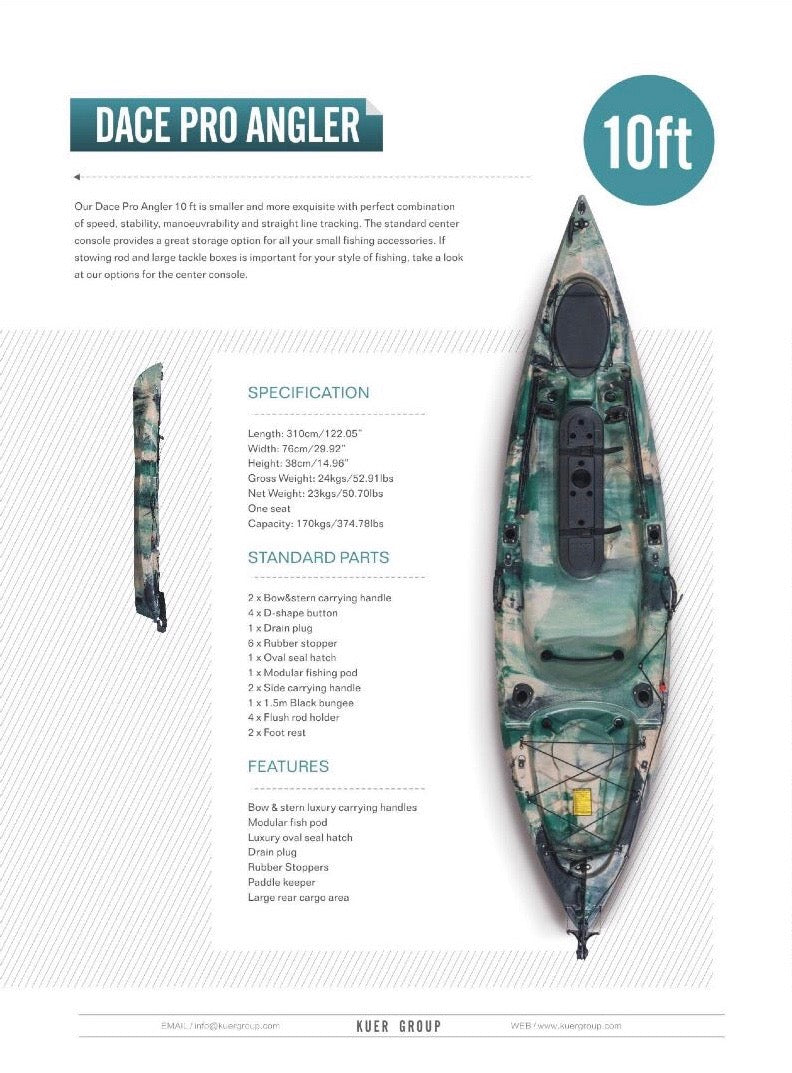 Dace Pro Angler Fishing Kayak with Rudder