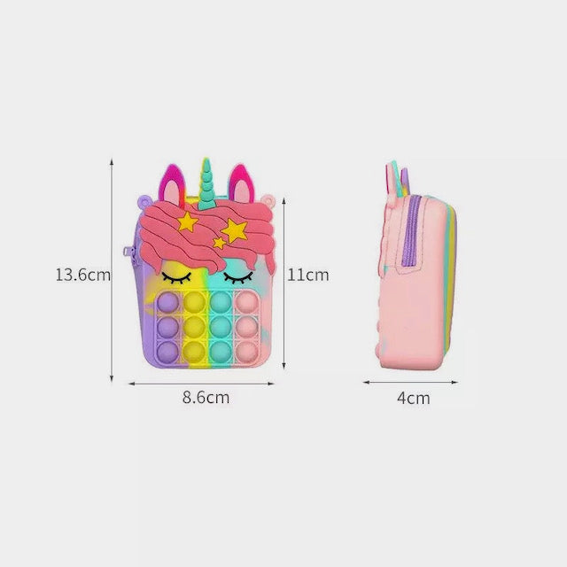 Popit Unicorn purse dimensions
