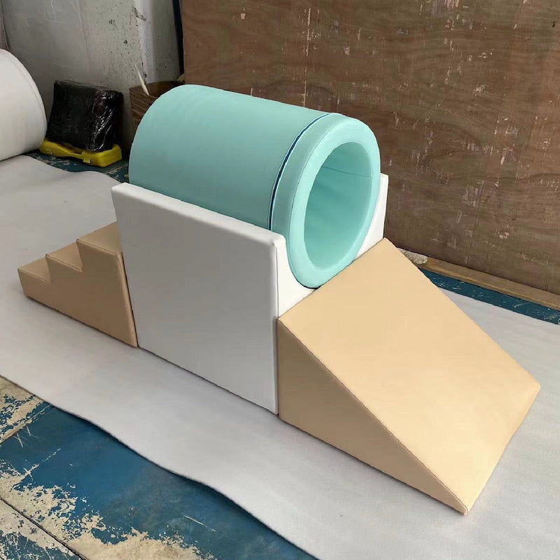 Soft Play Steps Tunnel Ramp Pastel Green