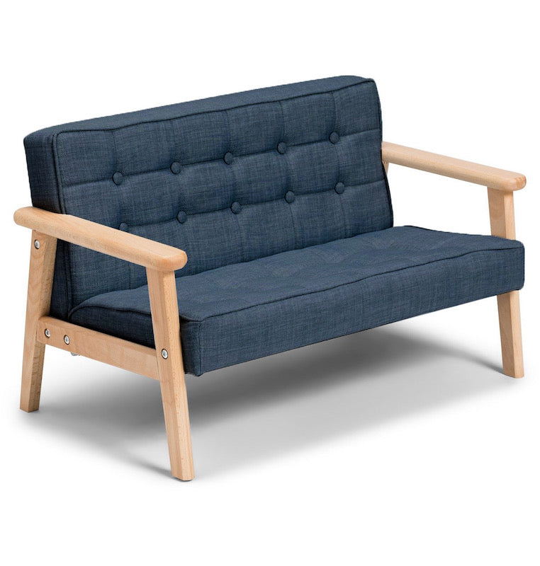 Toddler Sofa Steel Grey/Blue Fabric