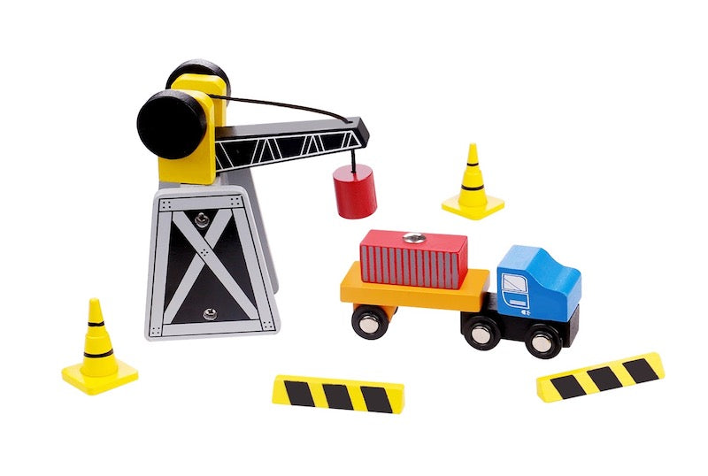 Wooden Crane and Truck Set