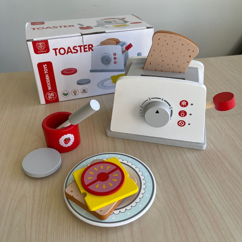Wooden Toy Toaster Set