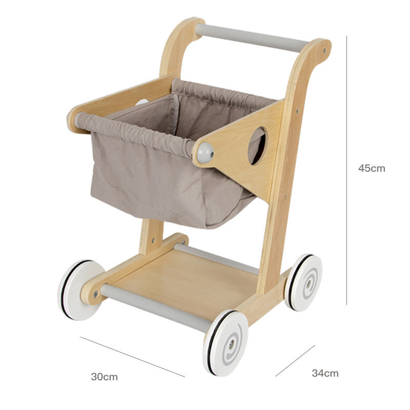 Wooden Toy Shopping Trolley