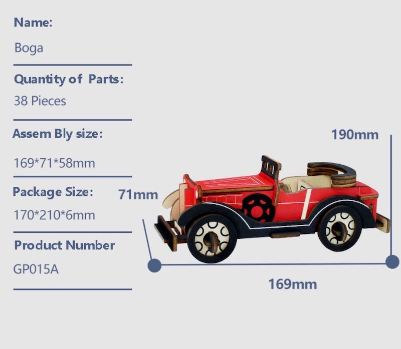 3D Wooden Puzzle Classic Car