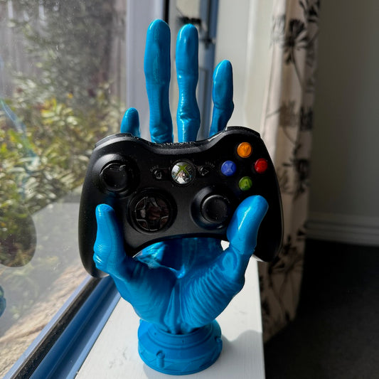 3D Printed 6 Finger Alien Hand Controller Holder Blue bright