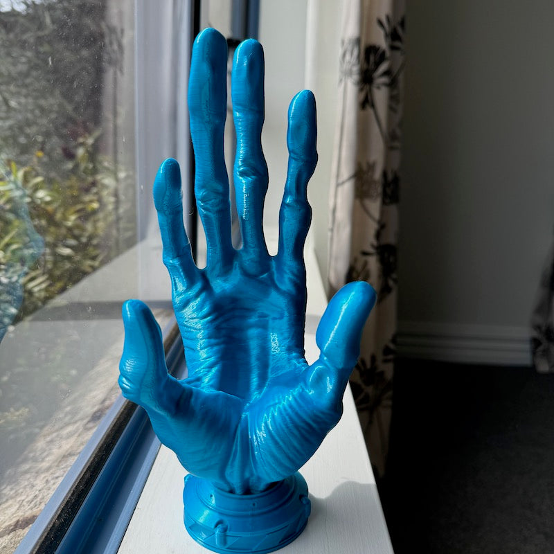 3D Printed 6 Finger Alien Hand Controller Holder Blue bright