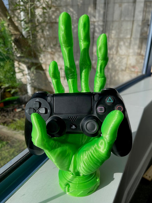 3D Printed 6 Finger Alien Hand Controller Holder Green