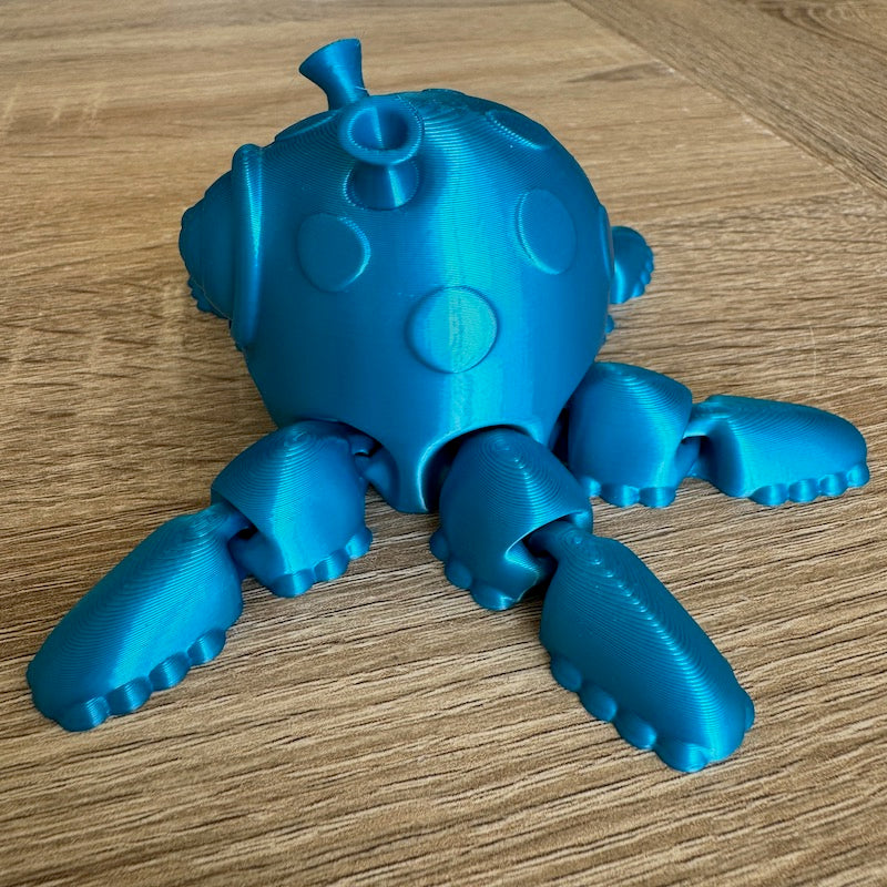 3D Printed Alien Squid Spinner Blue Silk
