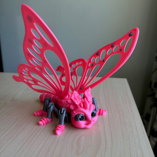 3D Printed Butterfly pink/ grey Large