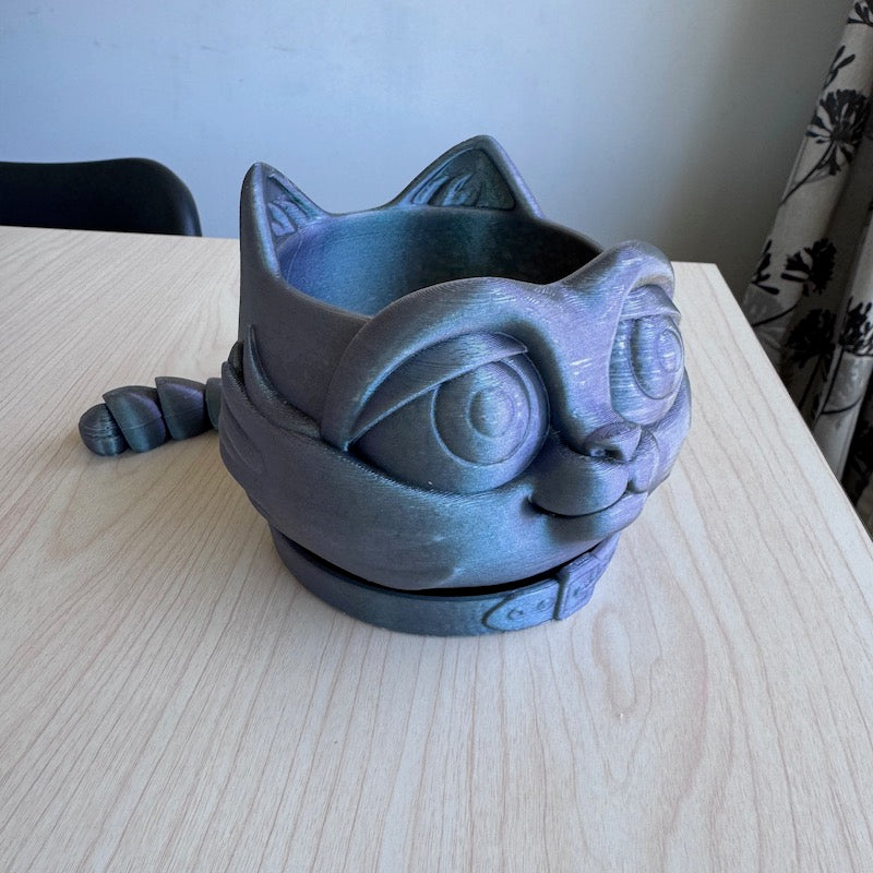 3D Printed Cat Planter Pot Starlight filament