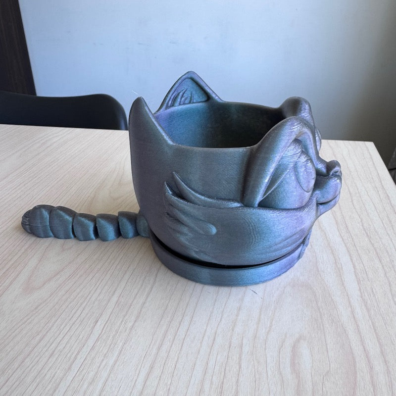 3D Printed Cat Planter Pot Starlight filament