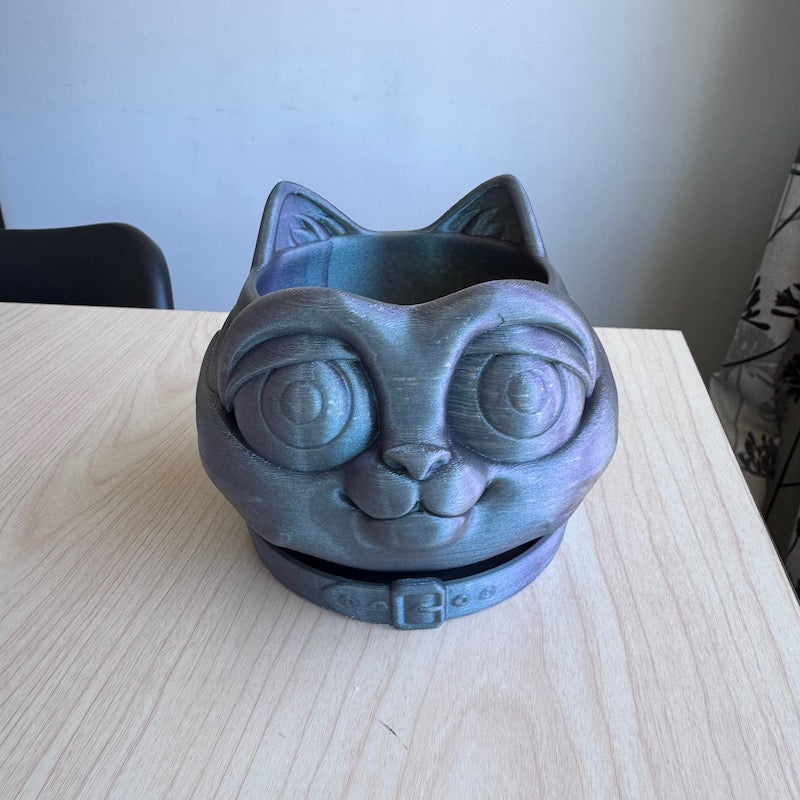 3D Printed Cat Planter Pot Starlight filament