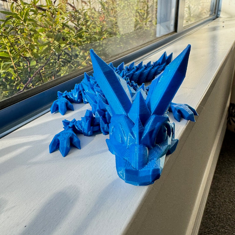 3D Printed Crystal Dragon Blue Silk