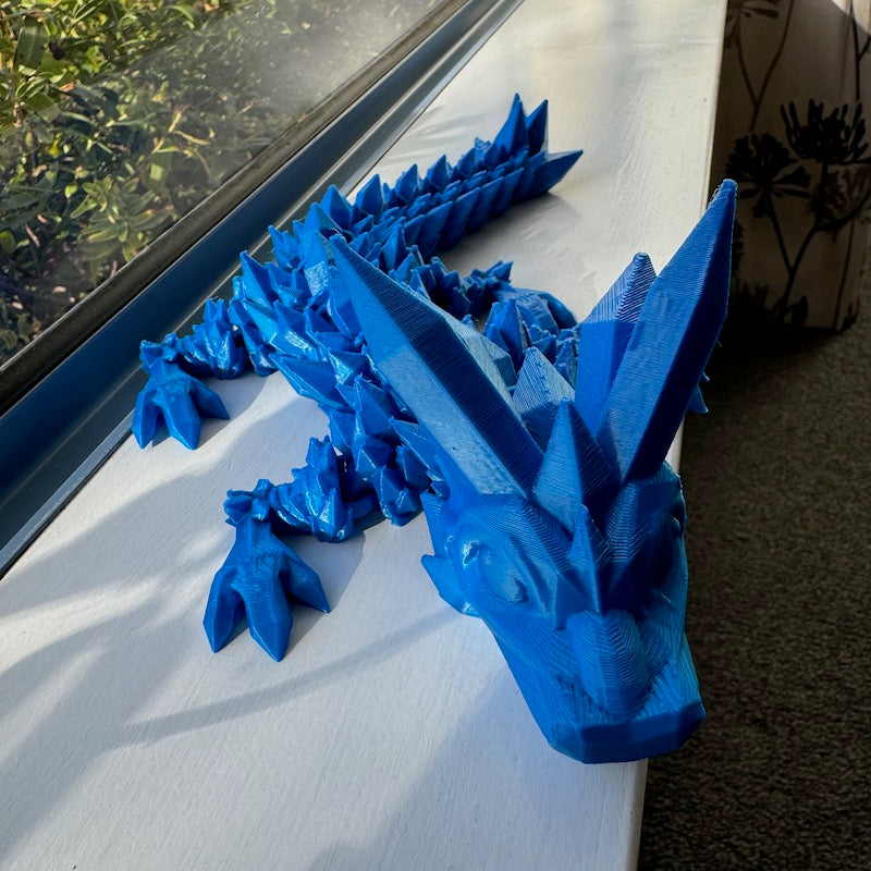 3D Printed Crystal Dragon Blue Silk