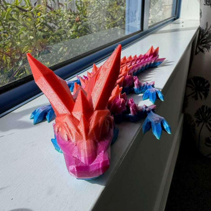 3D Printed Crystal Dragon Rainbow Silk