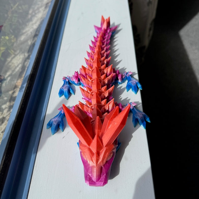 3D Printed Crystal Dragon Rainbow Silk